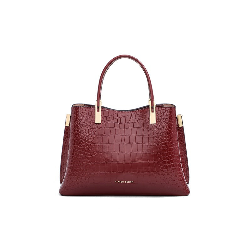 Women's Red Genuine Leather Mother-in-law Light Luxury Wedding Handbags