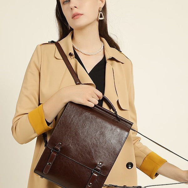 College Style Leather Female Retro Computer Backpacks