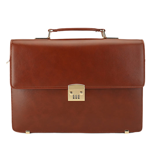 Men's Business Light Luxury Password Genuine Leather Men's Briefcases
