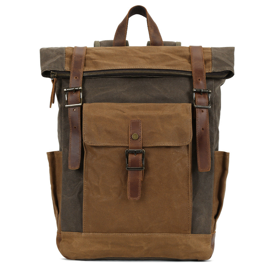Men's Vintage Oil Wax Canvas Hiking Waterproof Crazy Bags
