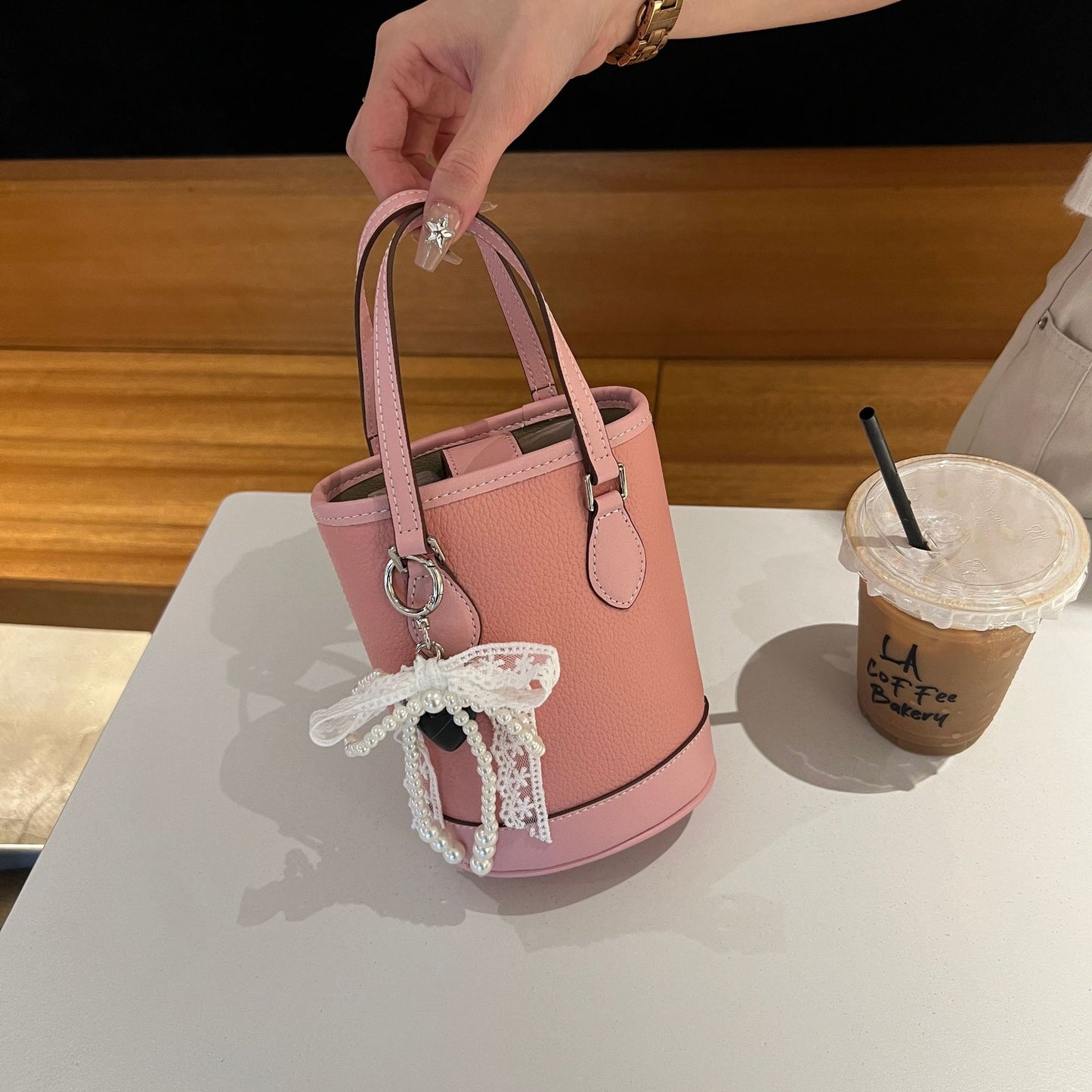 Female First Layer Leather Large Capacity Color Bucket Bags