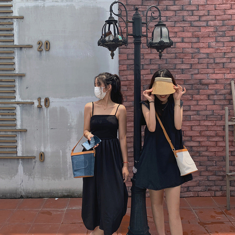 Women's Fashion Stitching Denim Canvas Retro Shoulder Bags