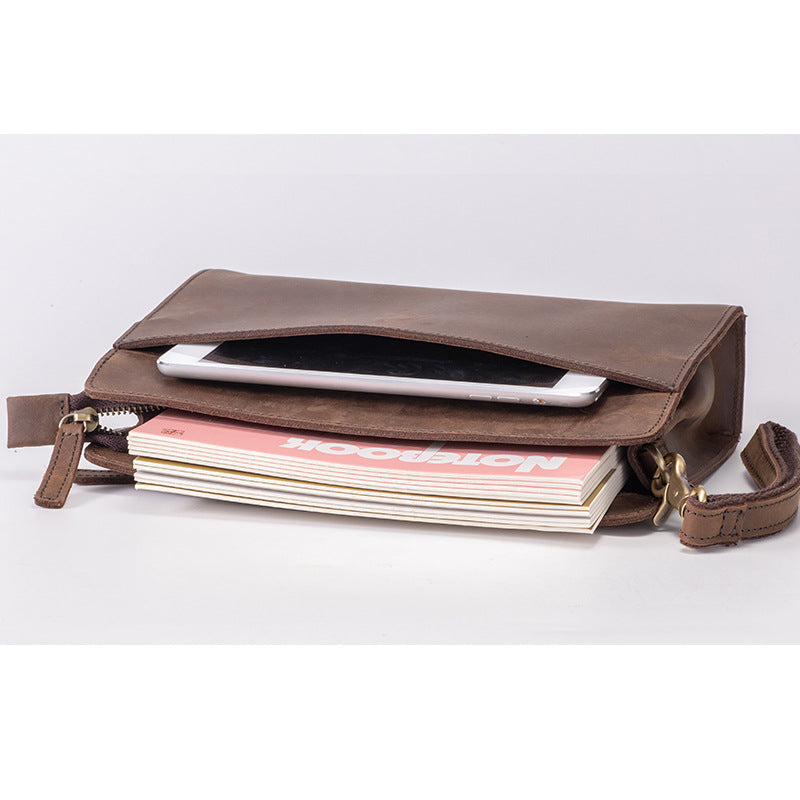 Men's Leather Clutch Crazy Horse Retro Long Handbags