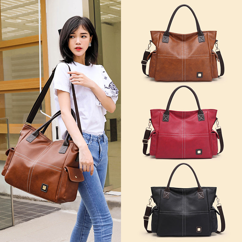 Women's Large Capacity Soft Leather Mature Elegant Shoulder Bags