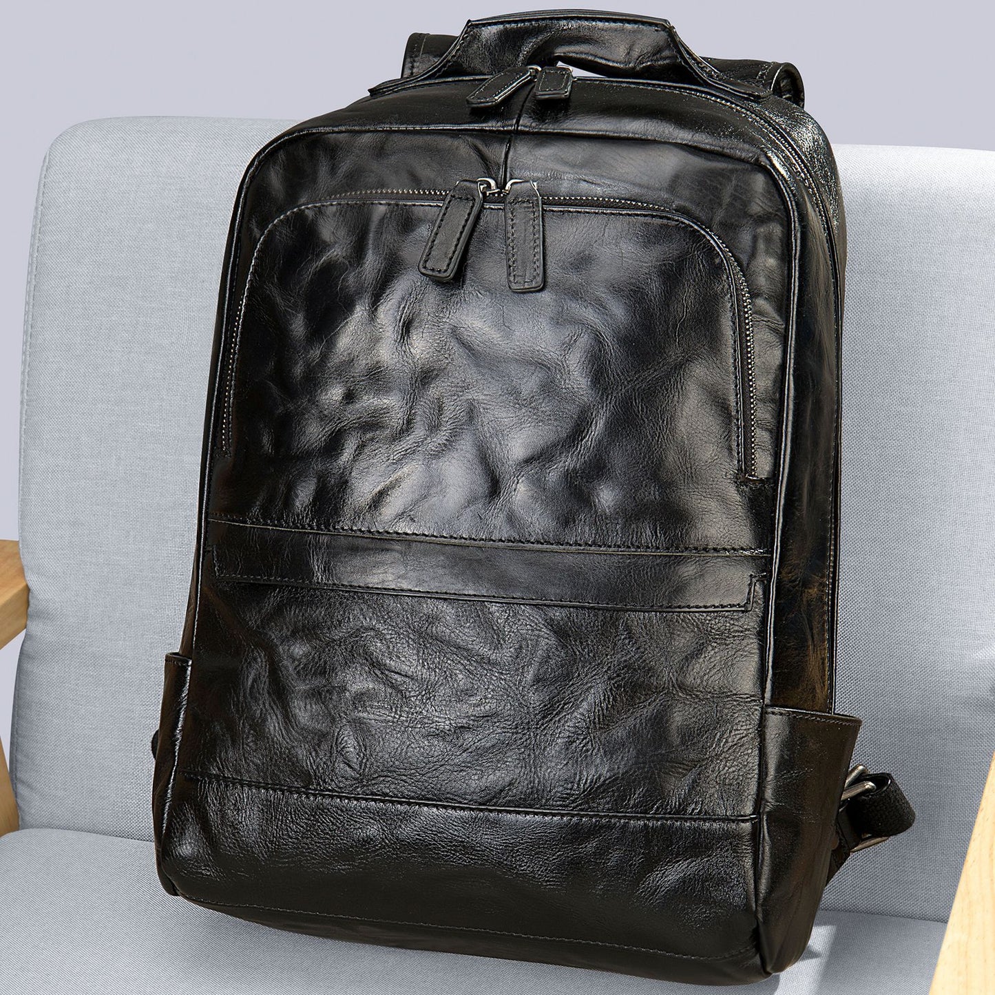 Men's Crazy Horse Leather Cowhide Simple Fashion Backpacks