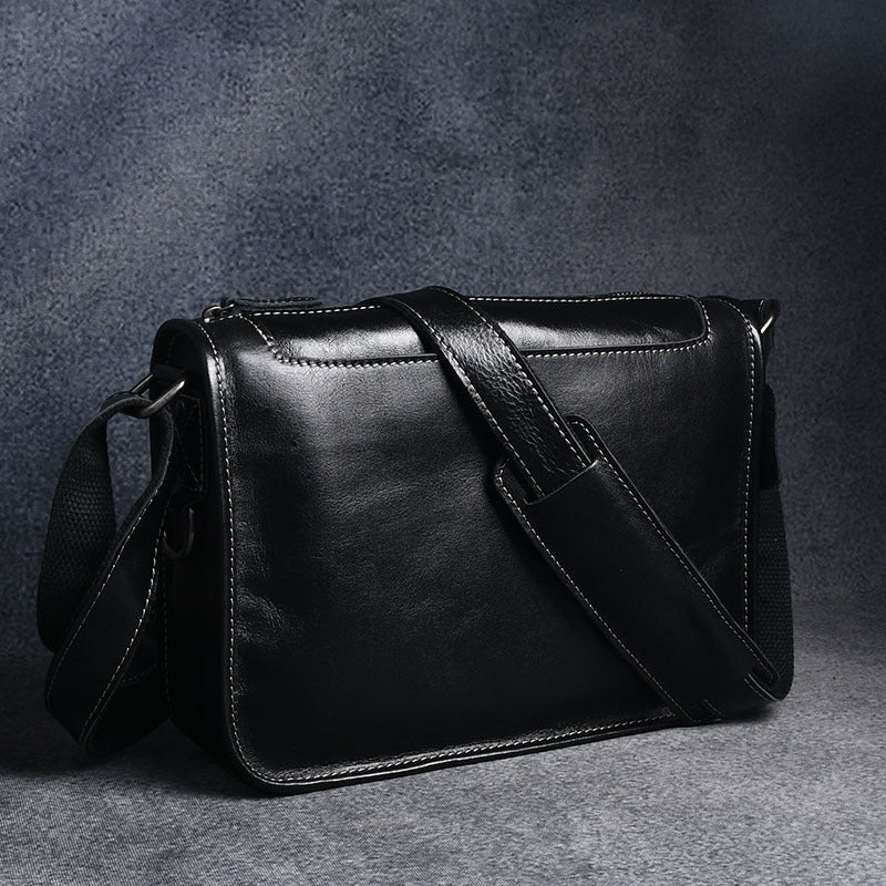 Men's Crazy Horse Leather Handmade Genuine Cattle Men's Shoulder Bags