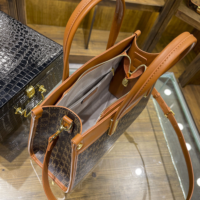 Women's Tide Vintage Letter Print Commute Handbags
