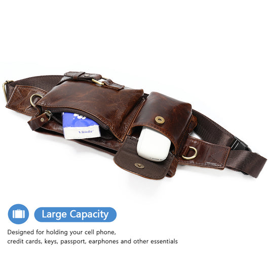 Men's Leather Close-fitting Multifunctional Mobile Wear Pouch Men's Waist Packs