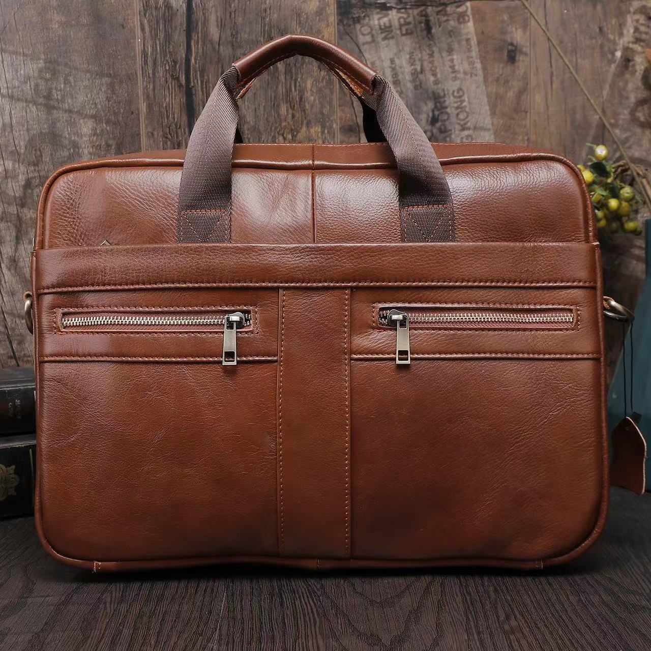 Men's Business First Layer Cowhide Computer Portable Men's Briefcases
