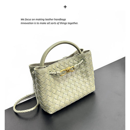 Women's Design Spring Metal Cord Fastener Woven Shoulder Bags