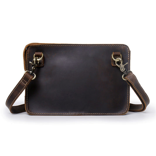 Men's Horse Leather Clutch Vintage First Layer Men's Shoulder Bags