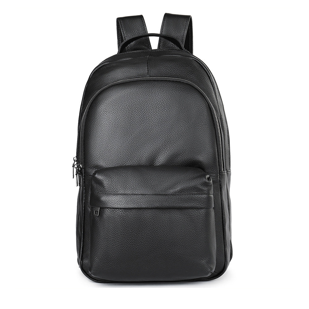 Men's First Layer Cowhide Black Trendy Cool Backpacks