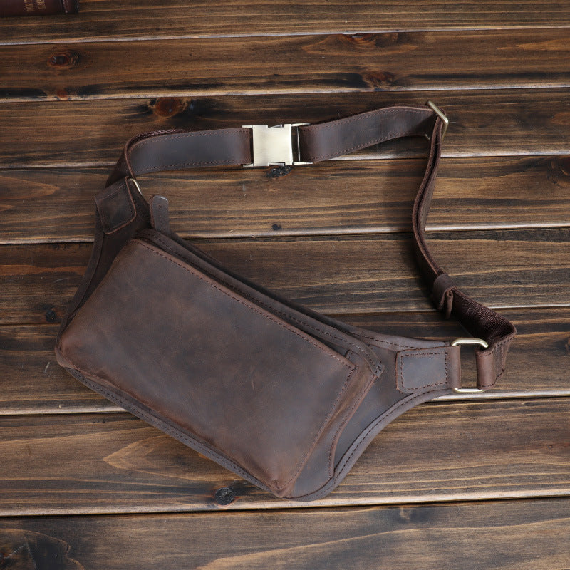 Men's Mobile Crazy Horse Leather Cattle Men's Waist Packs