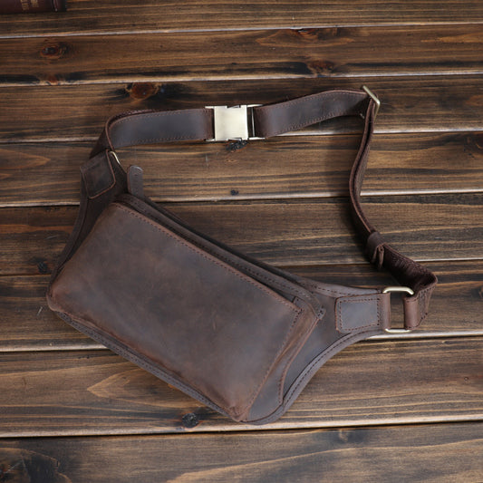 Men's Mobile Crazy Horse Leather Cattle Men's Waist Packs