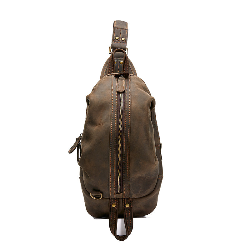 Men's Light Retro Crazy Horse Leather Burden Men's Chest Bags