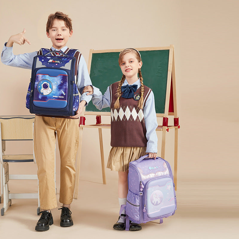 Open Lightweight Large Capacity Burden Reduction Elementary School Students' Schoolbags