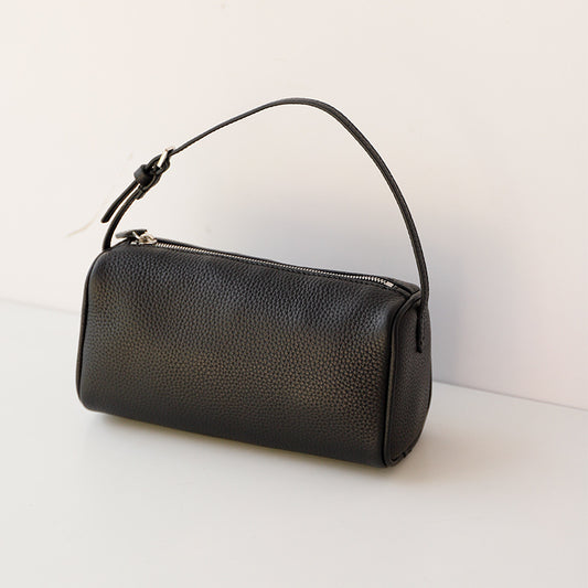 Layer Cowhide Underarm Cylindrical Pouch Pencil Box Bags