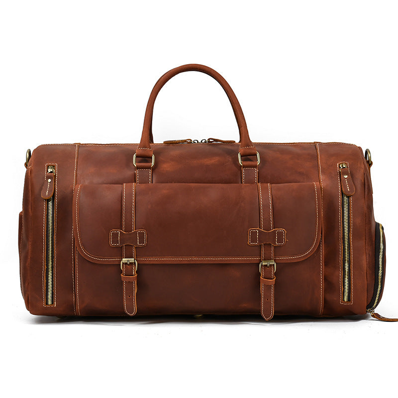 Men's Crazy Horse Leather With Shoe Position Travel Bags