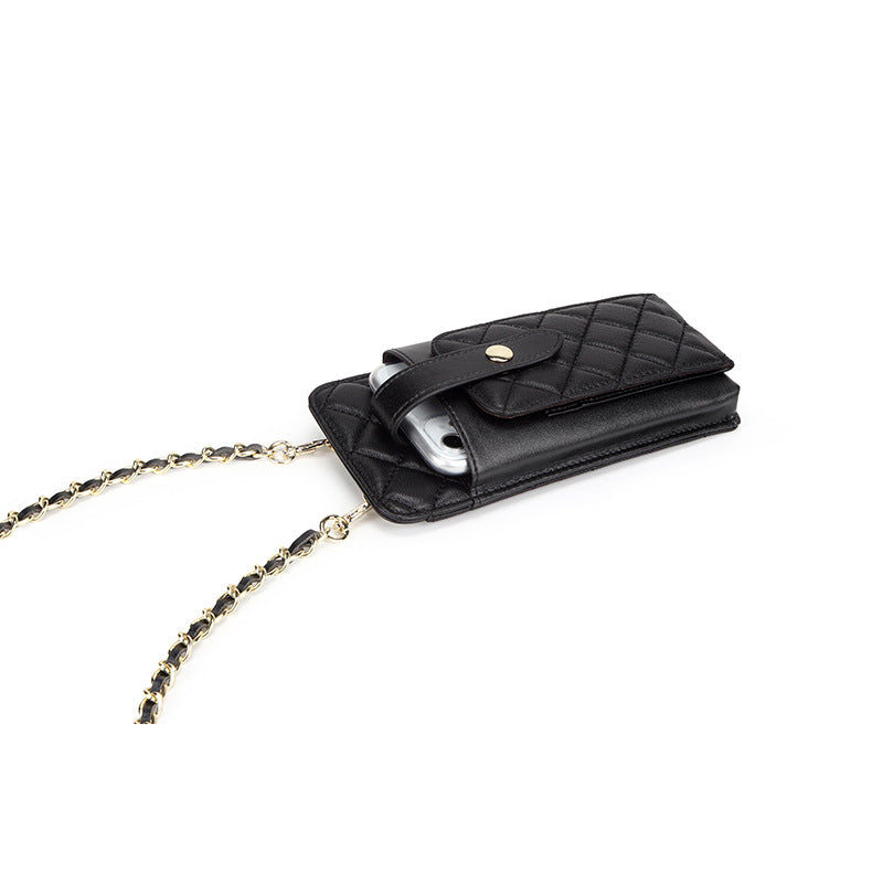 Women's Classic Style Rhombus Vertical Mobile Chain Phone Bags