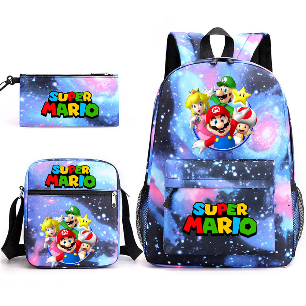 Game Mario Super Mary Three-piece Cartoon Middle School Students' Schoolbags