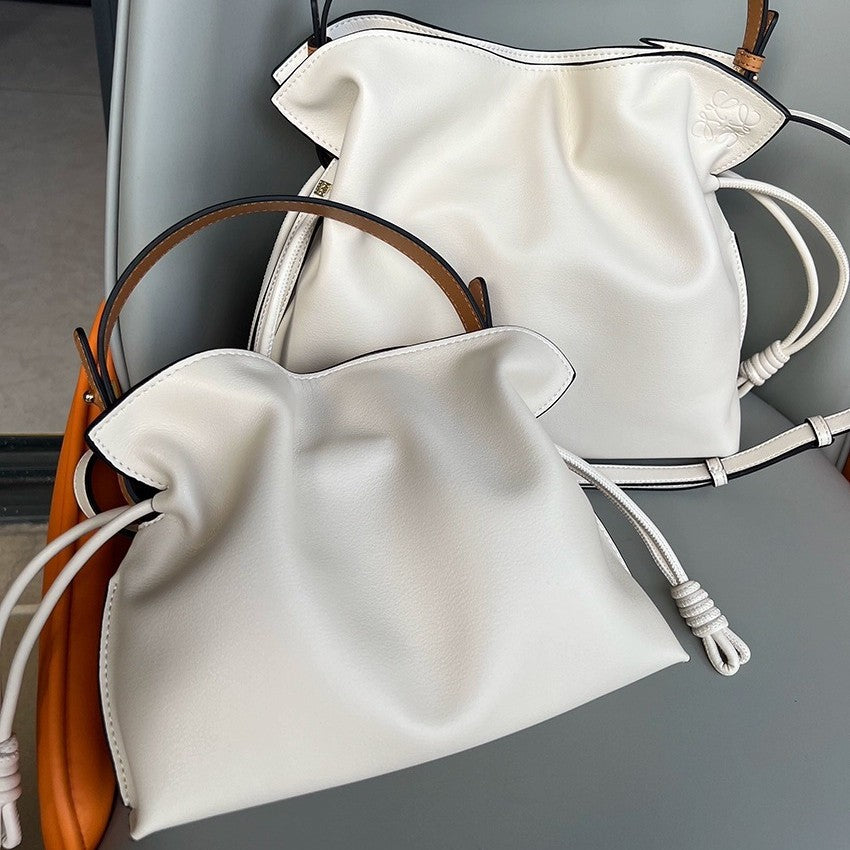 Women's High-grade Lucky Drawstring Mi Soft Leather Bucket Bags