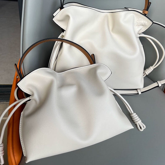 Women's High-grade Lucky Drawstring Mi Soft Leather Bucket Bags