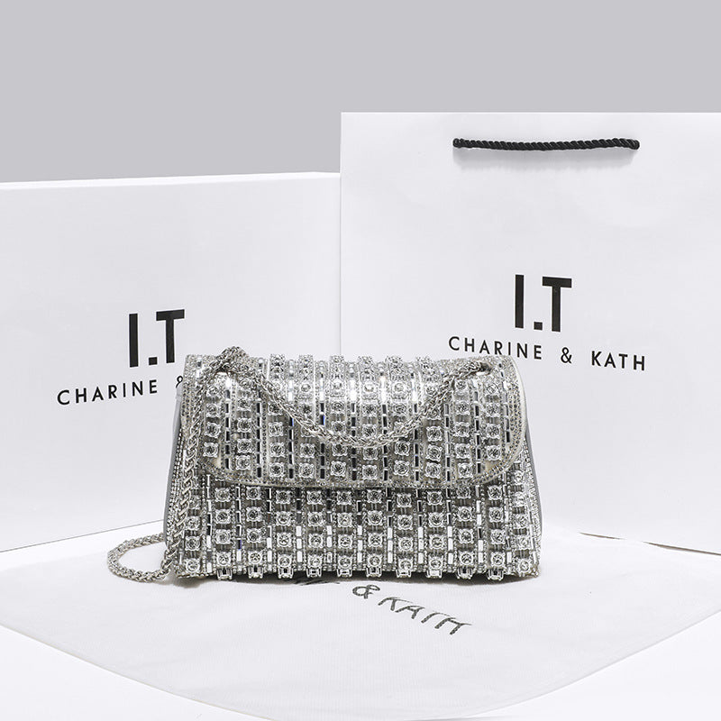 Women's Classic Style Rhinestone Chain High-grade Mobile Shoulder Bags