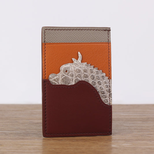 Zodiac Crocodile Sheepskin Hand Sewing Multiple Card Holder