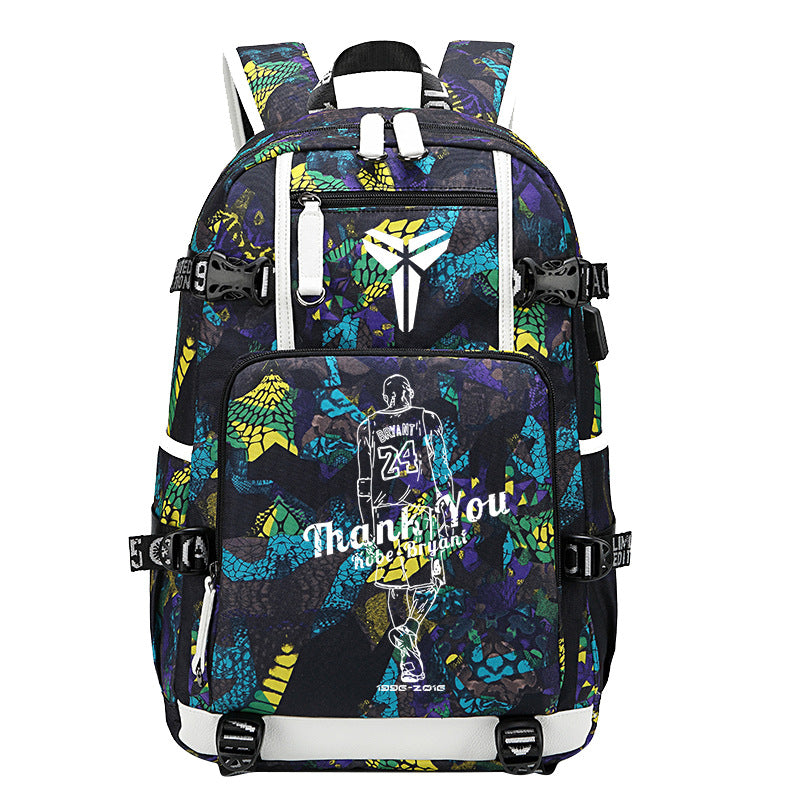 Men's Black Mamba Basketball Thermal Transfer Printing Backpacks