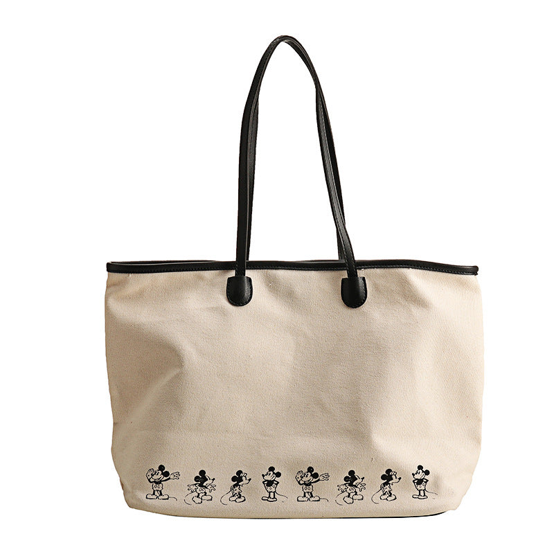 Women's Graceful Disney Mickey Design Canvas Shoulder Bags