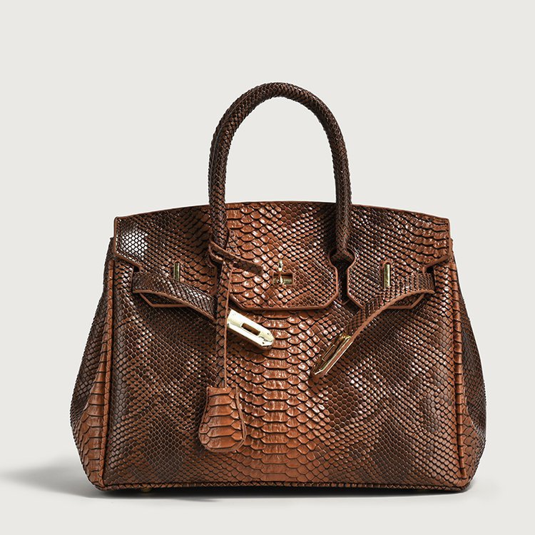 Women's Retro Snakeskin Pattern Kelly Trendy Large Shoulder Bags