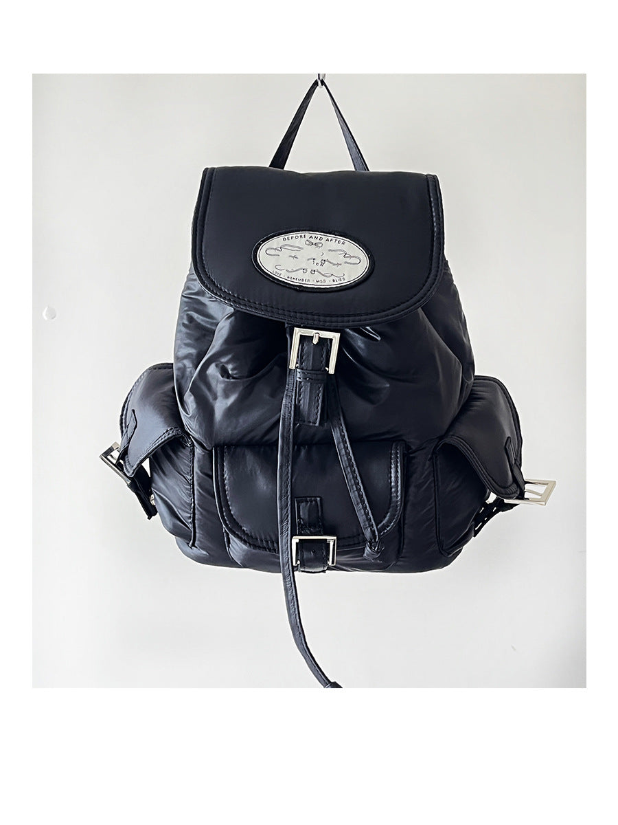 Niche Jin Nylon Quilted Flip Drawstring Backpacks