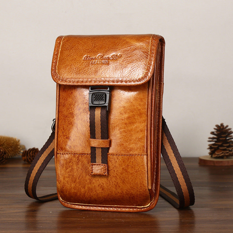 Men's Attractive Leather Credentials Mini Cowhide Phone Bags