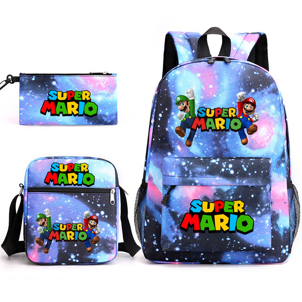 Game Mario Super Mary Three-piece Cartoon Middle School Students' Schoolbags