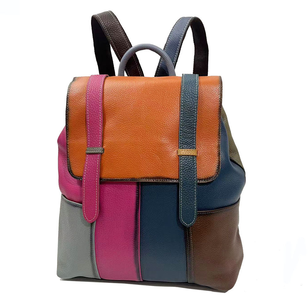 Women's First Layer Cowhide Big Retro Color Bags