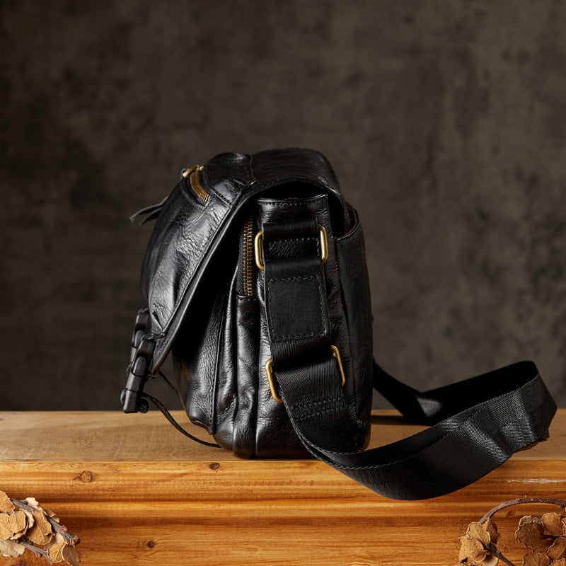 Men's Genuine Leather Retro First Layer Vegetable Tanning Men's Shoulder Bags