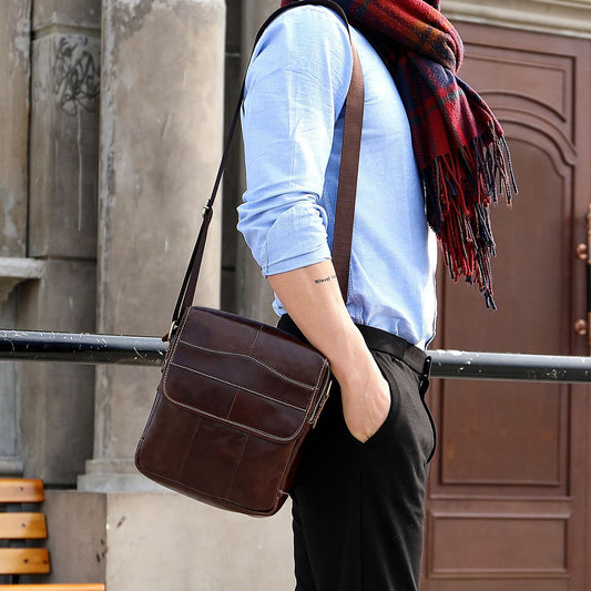 Men's Business Large Capacity Commuter Cowhide Leather Bags