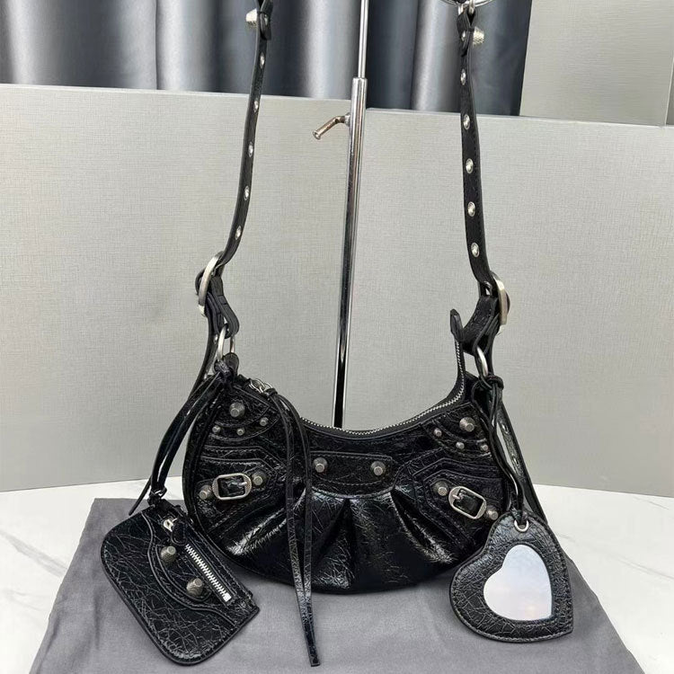 Women's Three-in-one Oil Wax Cowhide Burst Crack Selenodont Shoulder Bags