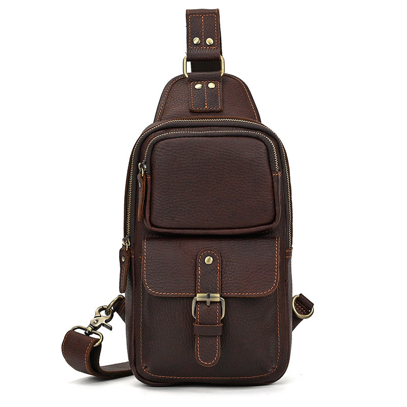 Men's Leather Vintage Crazy Horse First Layer Men's Chest Bags