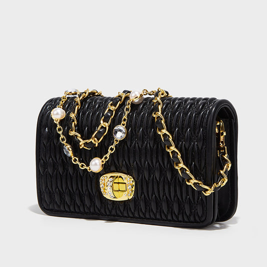 Women's Fashionable Diamond High-grade Underarm Pearl Chain Shoulder Bags