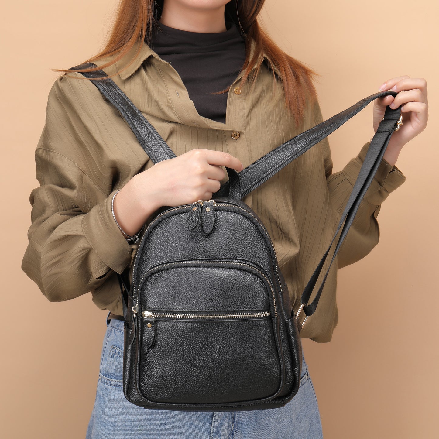 Women's Leather Fashion Cattlehide Light Luxury Backpacks