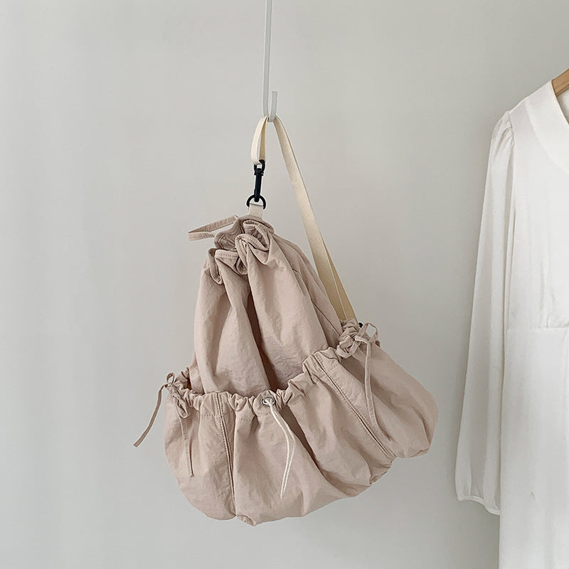 Women's Drawstring Leather Large Capacity Personalized Simple Backpacks