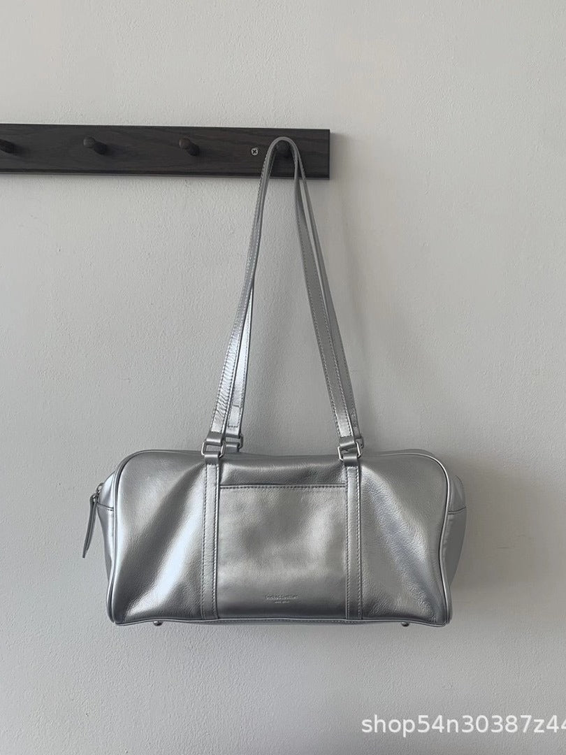 Women's Classy Niche Textured Cowhide Glossy Tote Bags