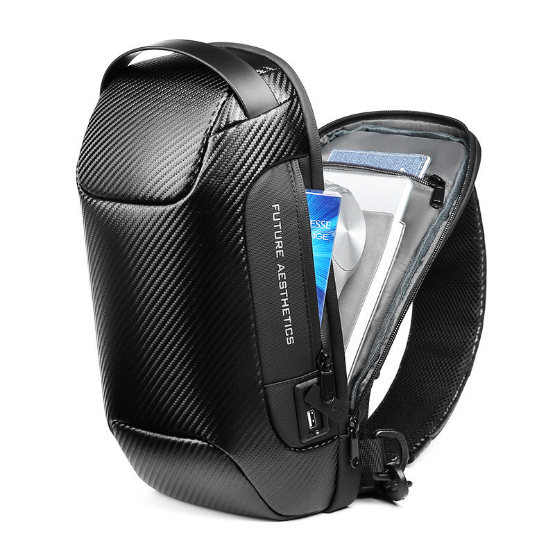 Men's Innovative Carbon Fiber Waterproof Leisure Men's Chest Bags