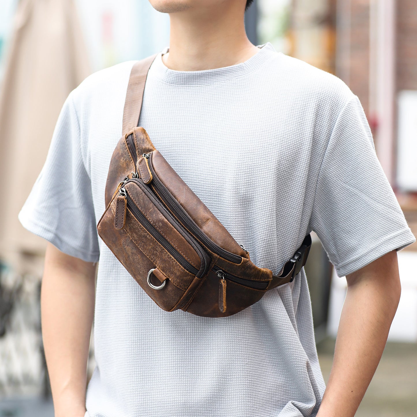 Men's Genuine Leather Mobile High Sense First Men's Waist Packs
