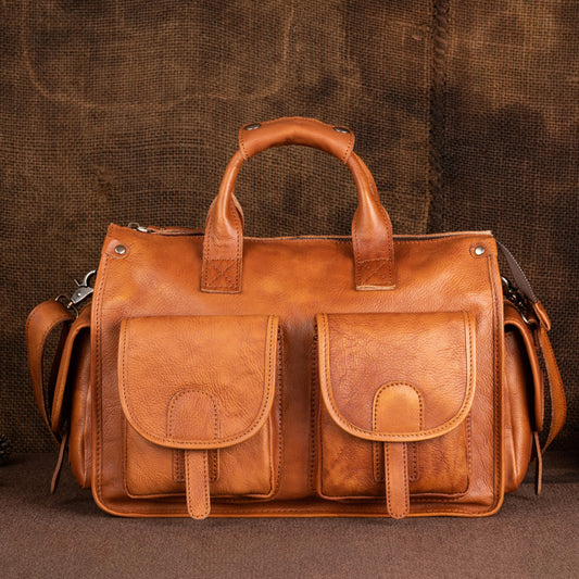 Men's Leather For High-grade Retro Large Capacity Men's Shoulder Bags