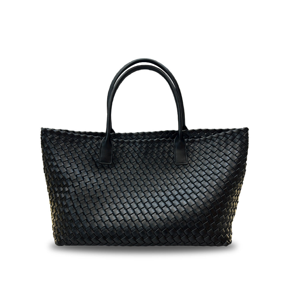 Women's Leather Weave Vegetable Basket Cowhide Large Tote Bags