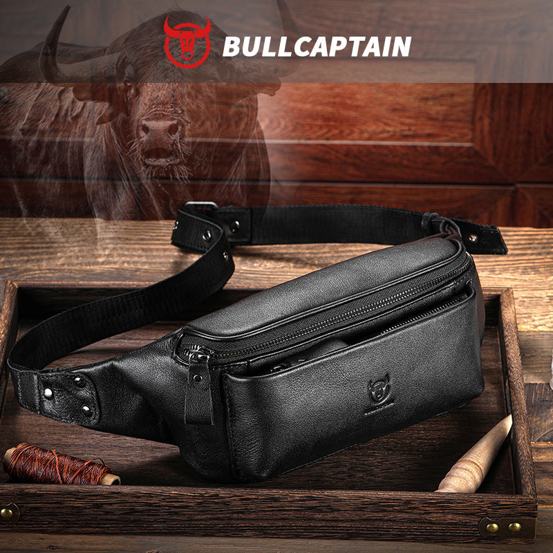 Men's High Sense Cowhide Leather Single Mobile Riding Bags