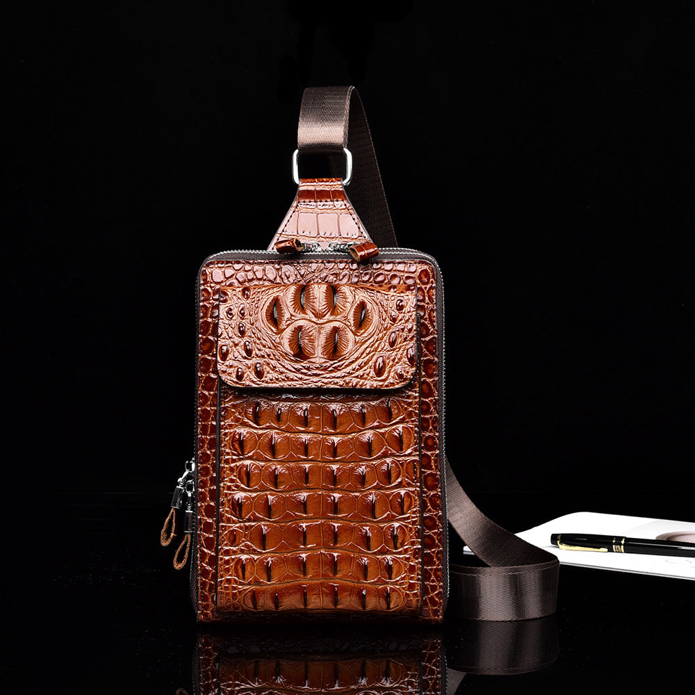 Men's Crocodile Pattern Fashion Large Capacity Men's Shoulder Bags