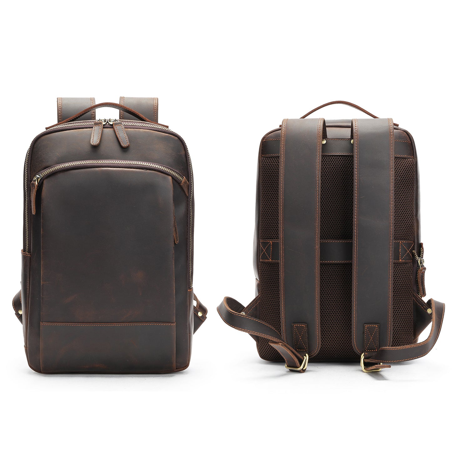 Men's Dermal Leather Retro Crazy Horse Large Backpacks
